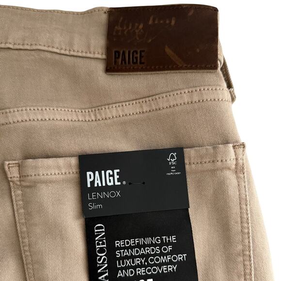 Paige Lennox Slim Fit Jeans Men’s 30x33 Tan Stretch Denim Vintage Light Oak - Picture 9 of 10